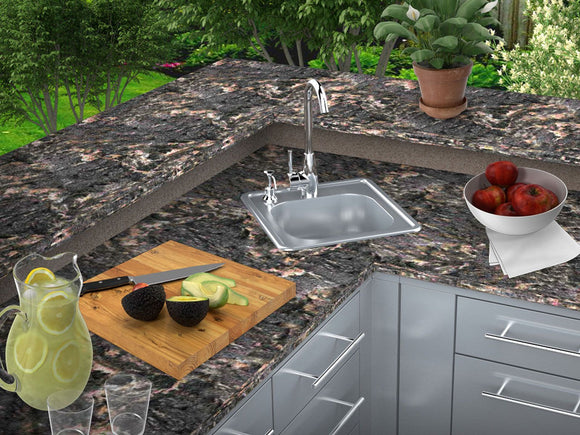 Sunstone Outdoor-Rated Stainless Steel 17 x 16-Inch Drop-In Sink with Faucet