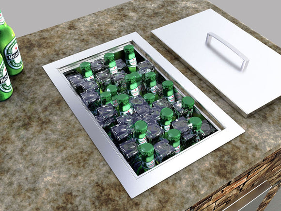 Sunstone Stainless Steel 14 x 12-Inch Single Basin Insulated Wall Ice Chest with Cover