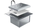 Sunstone Premium Outdoor-Rated 21 x 20-Inch Stainless Steel Drop-In Sink with Faucet & Cutting Board