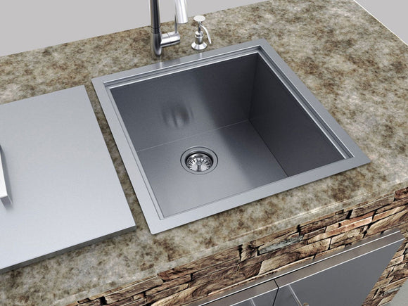 Sunstone Stainless Steel 20 x 12-Inch Single Basin Sink with Cover