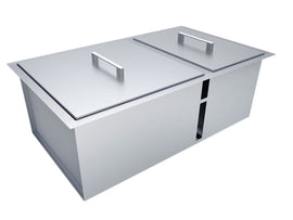 Sunstone Outdoor 34 x 12-Inch Stainless Steel Double Basin Sink with Covers