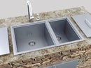 Sunstone Outdoor 34 x 12-Inch Stainless Steel Double Basin Sink with Covers