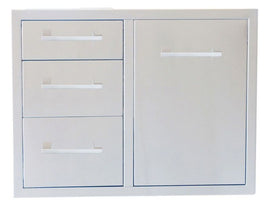 Sunstone Signature 30-Inch Propane Combo with Triple Drawer & Trash Bag Ring – Beveled Frame