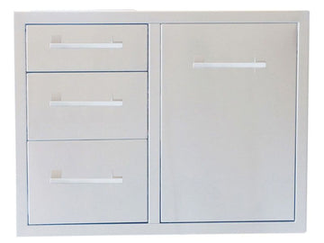 Sunstone Signature 30-Inch Propane Combo with Triple Drawer & Trash Bag Ring – Beveled Frame