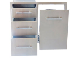 Sunstone Signature 30-Inch Propane Combo with Triple Drawer & Trash Bag Ring – Beveled Frame