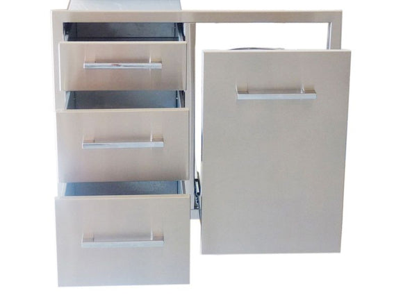 Sunstone Signature 30-Inch Propane Combo with Triple Drawer & Trash Bag Ring – Beveled Frame