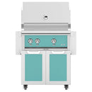 Hestan 30 Inch Grill With Rotisserie On Double Door Cart