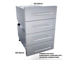 Sunstone Designer Series 18 x 13-Inch Stainless Steel Double Drawer – Raised Style with Self-Leveling Legs