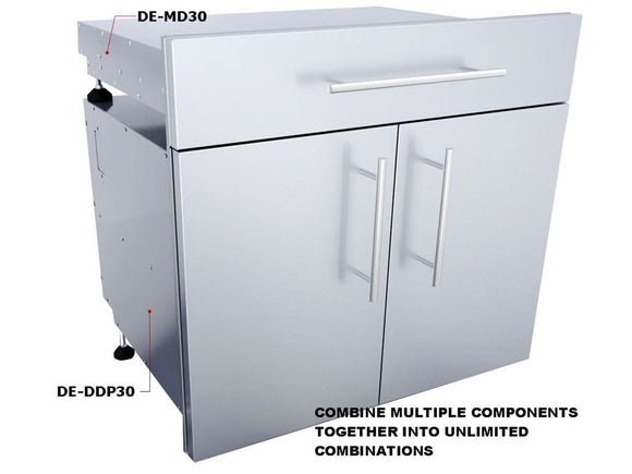 Sunstone Designer 36-Inch Stainless Steel Double Door with Shelves – Raised Style