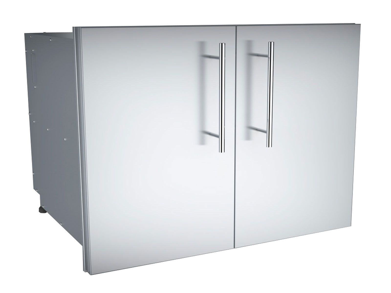 Sunstone Designer 36-Inch Stainless Steel Double Door with Shelves – Raised Style