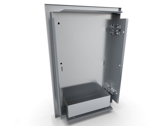 Sunstone Designer Series 15-Inch Stainless Steel Single Door with Shelf – Left Swing, Raised Style