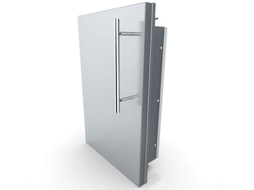 Sunstone Designer Series 15-Inch Stainless Steel Single Door with Shelf – Left Swing, Raised Style