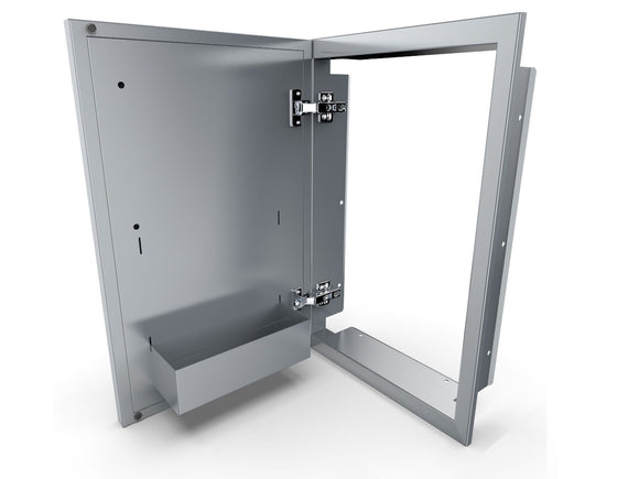 Sunstone Designer Series 15-Inch Stainless Steel Single Door with Shelf – Left Swing, Raised Style