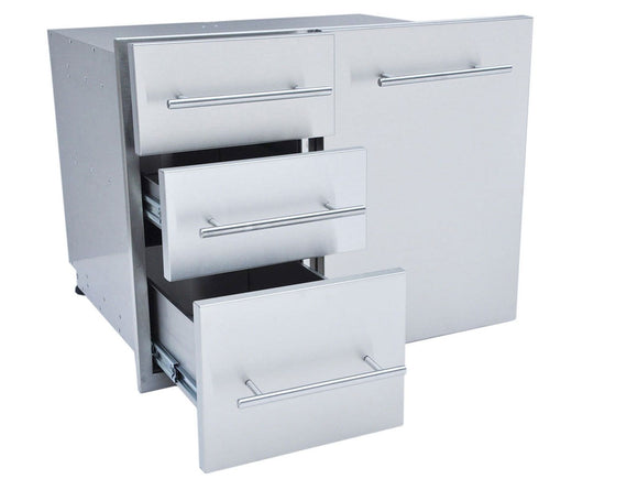 Sunstone Designer Raised Style 30-Inch Propane Combo with Triple Drawer