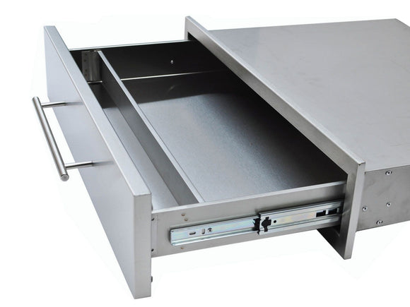 Sunstone Designer 30 x 6-Inch Stainless Steel Drawer – Raised Style, Self-Leveling Legs