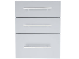 Sunstone Designer Series 18 x 23-Inch Stainless Steel Triple Drawer – Raised Style with Self-Leveling Legs