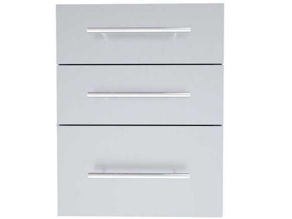 Sunstone Designer Series 18 x 23-Inch Stainless Steel Triple Drawer – Raised Style with Self-Leveling Legs
