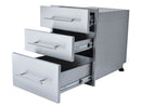 Sunstone Designer Series 18 x 23-Inch Stainless Steel Triple Drawer – Raised Style with Self-Leveling Legs