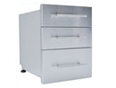 Sunstone Designer Series 18 x 23-Inch Stainless Steel Triple Drawer – Raised Style with Self-Leveling Legs