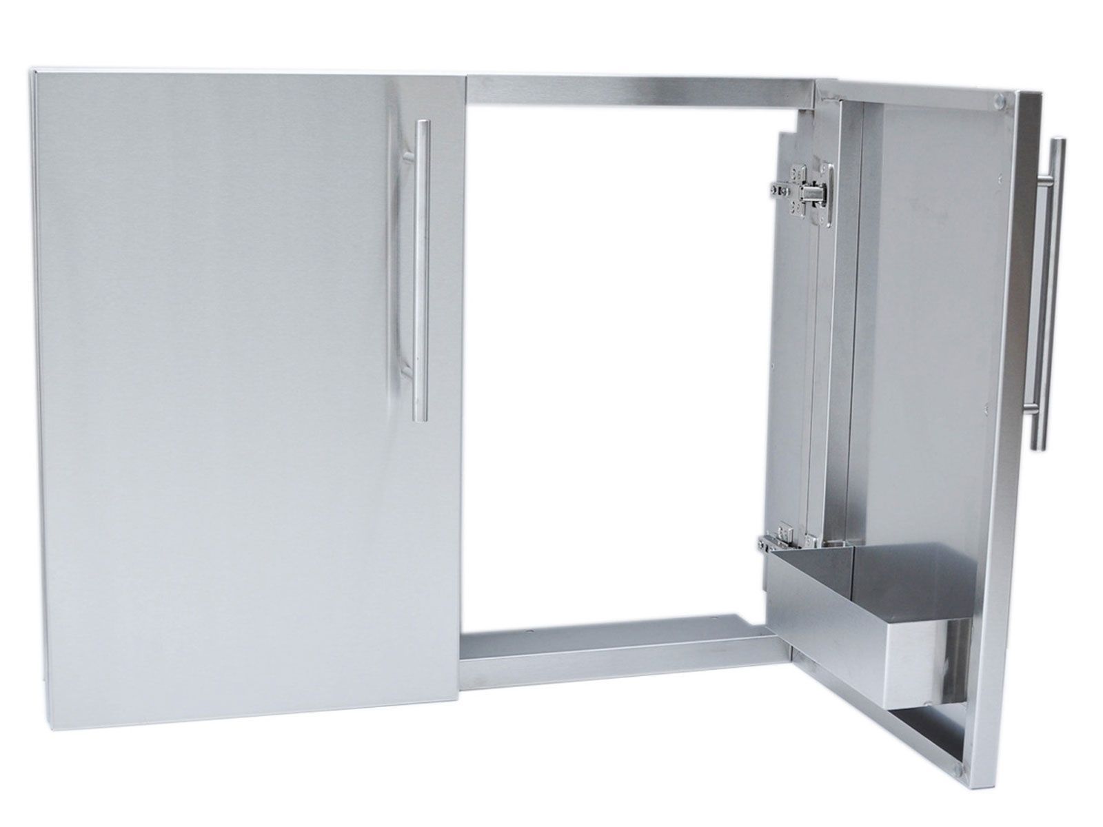 Sunstone Designer 36-Inch Stainless Steel Double Door with Shelves – Raised Style