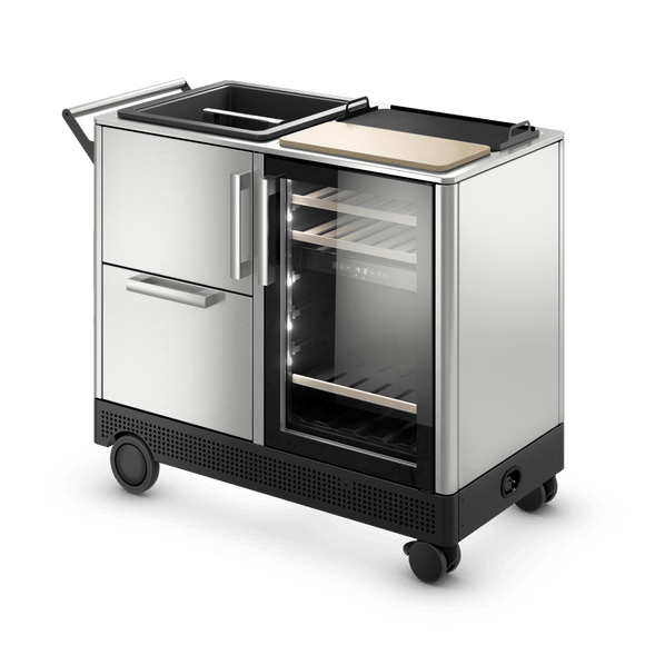 Dometic 49 Inch Outdoor Prep Center/Bar Cart with Solid and Glass Door