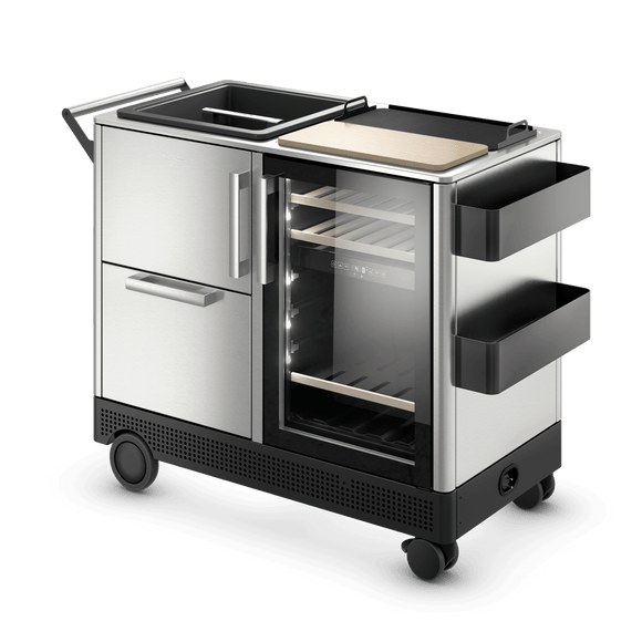 Dometic 49 Inch Outdoor Prep Center/Bar Cart with Solid and Glass Door