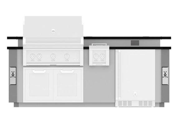 Hestan 8-Foot Stainless Steel Outdoor Living Suite with Bar Top and Foot Rail