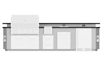 Hestan 12-Foot Outdoor Living Suite with Bar Top and Foot Rail