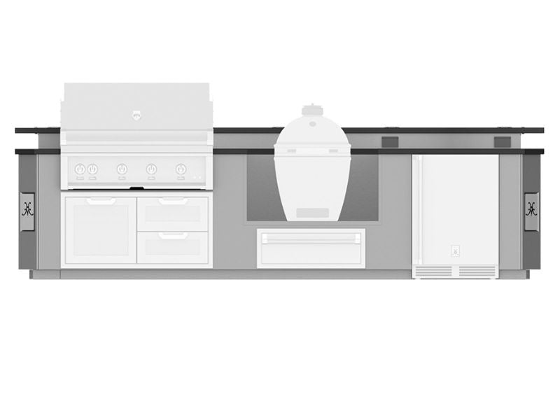 Hestan 12-Foot Stainless Steel Outdoor Living Suite with Kamado Grill Cutout, Bar Top and Foot Rail