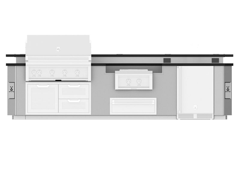 Hestan 12-Foot Stainless Steel Outdoor Living Suite with Power Burner Cutout, Bar Top & Foot Rail