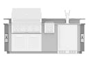 Hestan 8-Foot GE Series Grill Island Outdoor Living Suite with Beer Dispenser Cutout, Bar Top & Foot Rail with Countertop