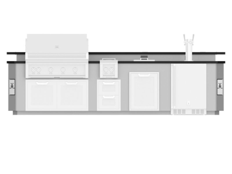 Hestan 12-Foot Stainless Steel Outdoor Living Suite with Beer Dispenser Cutout, Bar Top & Foot Rail with Countertop