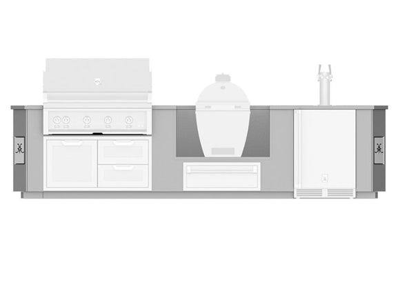 Hestan 12-Foot Stainless Steel Outdoor Living Suite with Kamado Grill and Beer Dispenser Cutouts with Countertop