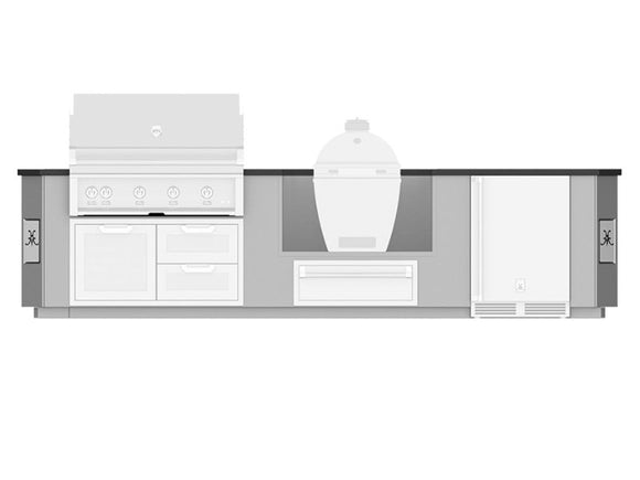 Hestan 12-Foot GE Series Grill Island Outdoor Living Suite with Kamado Cutout