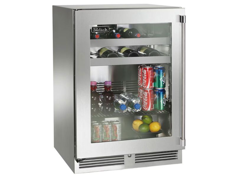Perlick 18 Inch Outdoor Marine Grade Beverage Center with Solid, Glass, Panel Ready Door