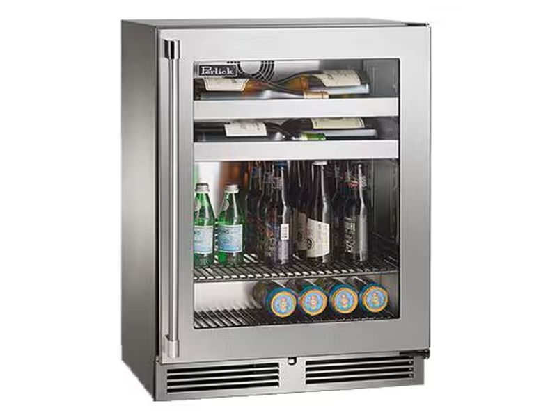 Perlick 18 Inch Outdoor Marine Grade Beverage Center with Solid, Glass, Panel Ready Door
