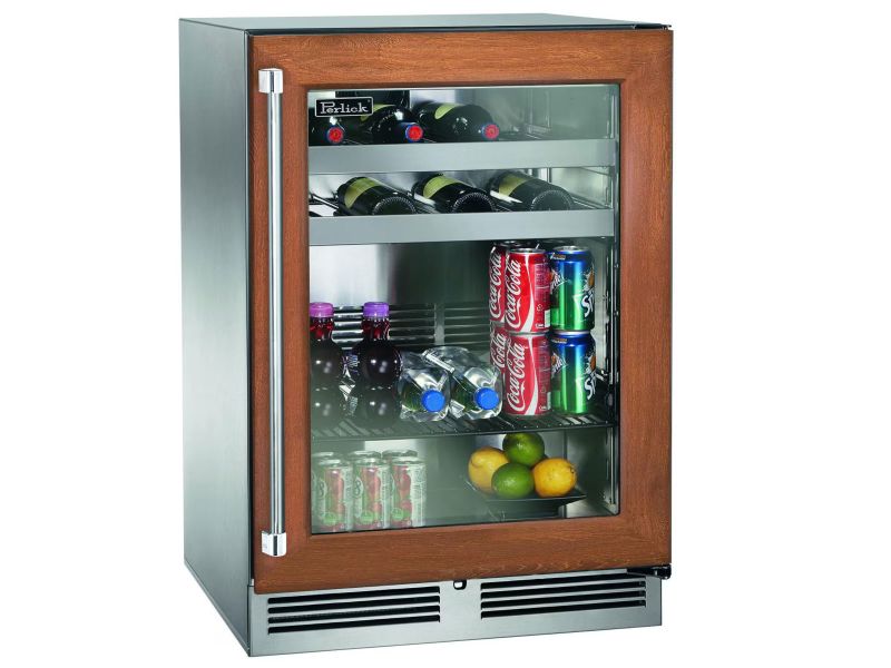 Perlick 18 Inch Outdoor Marine Grade Beverage Center with Solid, Glass, Panel Ready Door