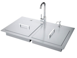 Sunstone Outdoor 37-Inch ADA Double Sink – Stainless Steel with Covers & Faucet