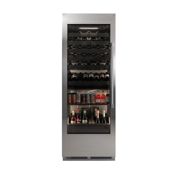 Perlick CR30C 30-inch dual-zone beverage column; optional stainless overlay shown, not included