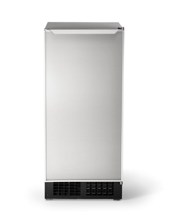 Scotsman DCE33 Legacy gourmet ice maker — stainless-finish aluminum door, front view