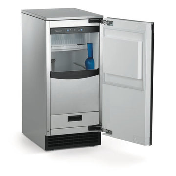 Scotsman SCC50 Brilliance gourmet ice maker — open-door view; stainless configuration illustrated