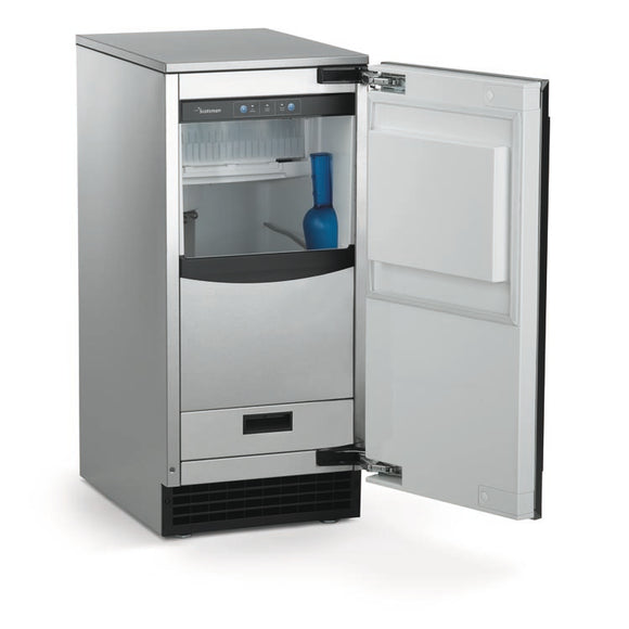 Scotsman SCC50 Brilliance gourmet ice maker — open-door view; stainless configuration illustrated