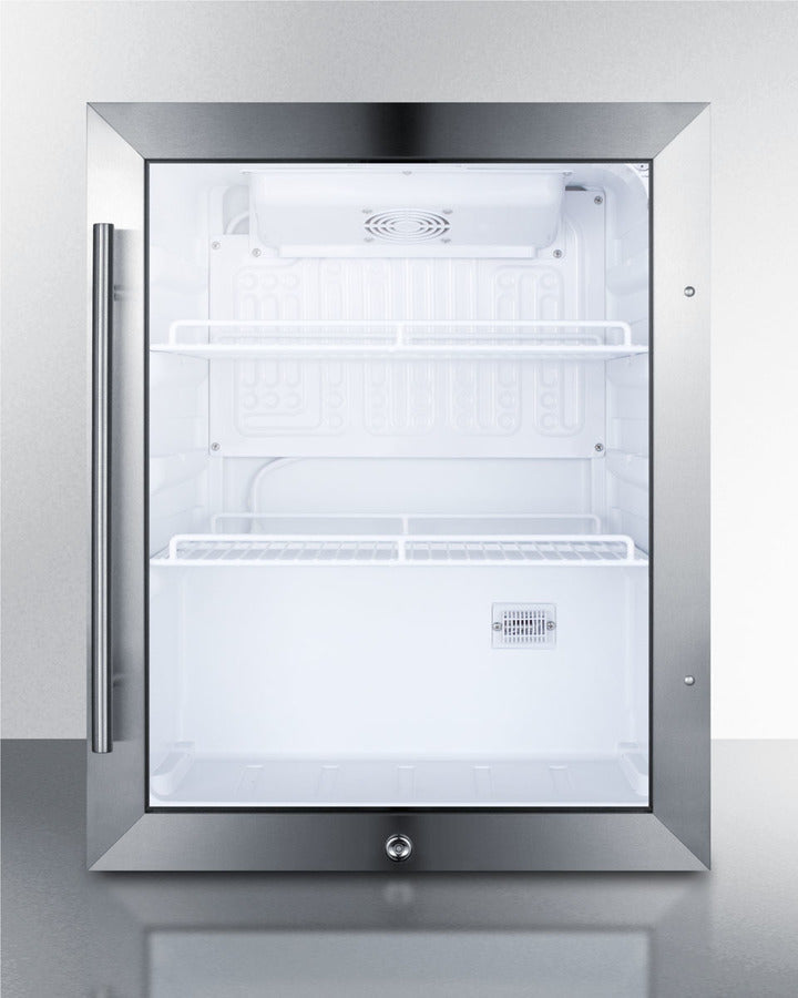 Summit 18 Inch Compact Outdoor Beverage Center with Glass Door and Lock