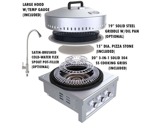 Sunstone 24 Inch Power Burner + Three Cirque | Outdoor Cooking Set