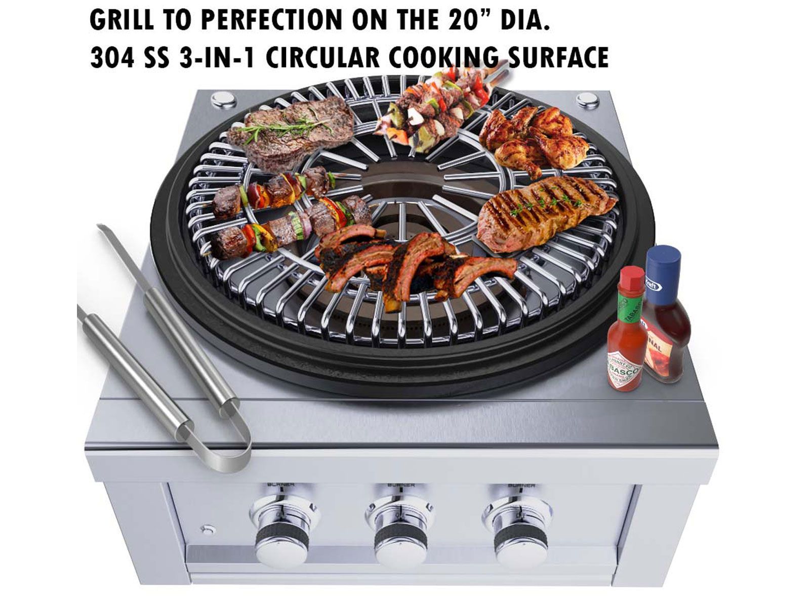 Sunstone 24 Inch Power Burner + Three Cirque | Outdoor Cooking Set