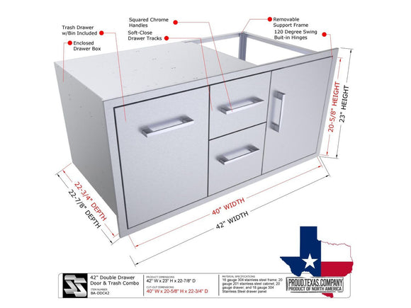 Sunstone Signature 42-Inch Double Drawer Door Combo with Beveled Frame