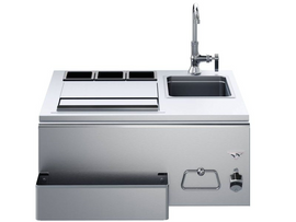 Complete your backyard sanctuary with this convenient outdoor bar and you’ll never have to run inside for ice again. Our 30″ bar includes an insulated ice compartment that holds up to 40 pounds of ice. Keep beverages cool and condiments fresh in three specially-designed cooling compartments.

Features
304 stainless steel construction ensures ultimate performance and durability

Insulated ice bin with sliding lid closure

Holds up to 40 pounds of ice

Includes bottle opener, towel rack, 3-part condiment hold