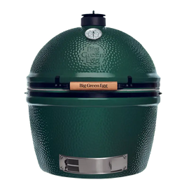 Green Egg barbecue grill on a white background