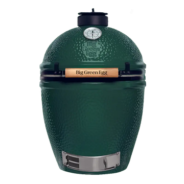 Green Big Green Egg grill on a white background