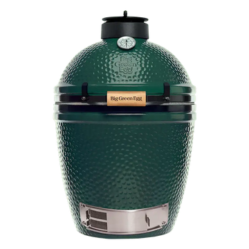 Green Big Green Egg grill on a white background